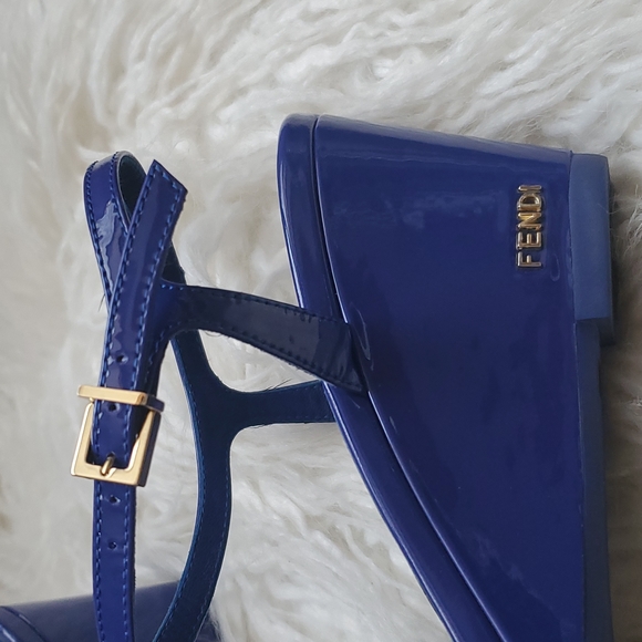 HOST PICK⭐️Authentic Fendi Blue Patent Leather Wedge Ankle - comfy 💙 - Picture 5 of 8
